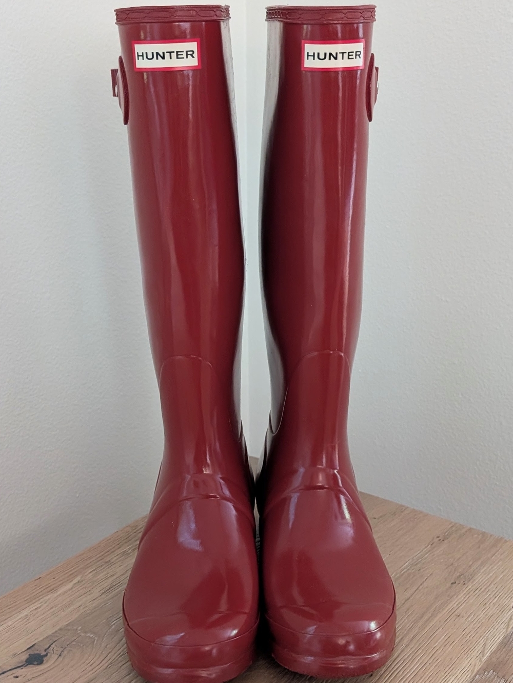 Hunter Tall Knee-High Glossy Rain Boots In Military Red - 9 - Picture 6 of 12